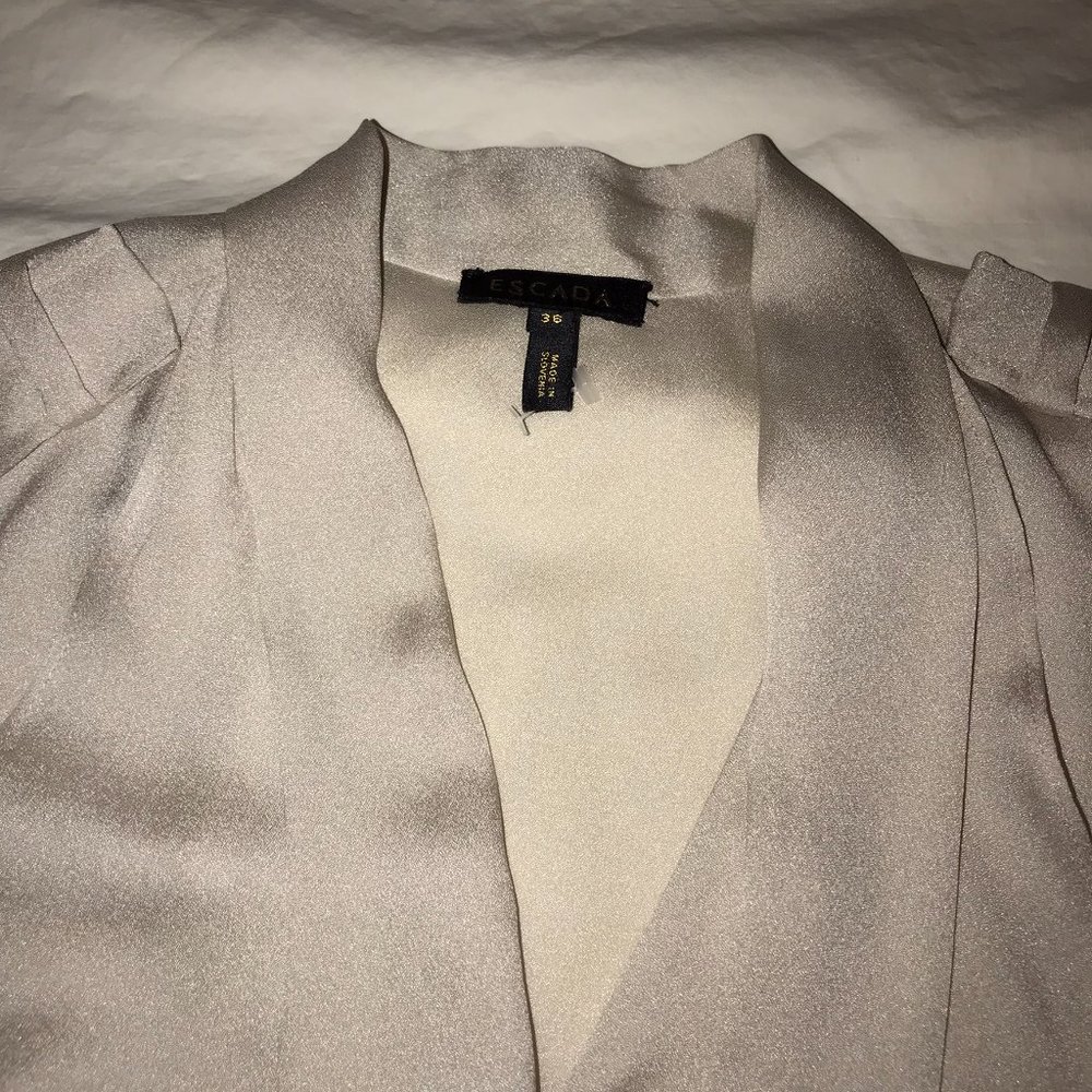 Lovely Silver Silk Escada Blouse, 36 (Fits Medium) NWOT - Picture 6 of 8